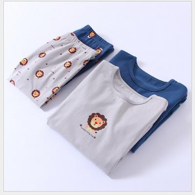 China 220G 95%Cotton 5%Spandex kids cotton boys causal loungewear set two piece sets boys loungewear cartoon lion printing sleepwear set boys for sale