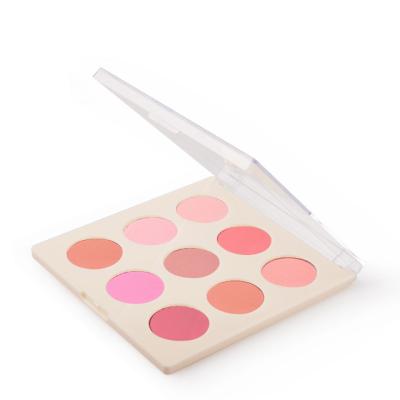 China CCN4368 Sunscreen OEM Wholesale Carton Blush Palette 9 Colors Face Makeup Shimmer Blush Powder With Mirror Blush Vegan Cosmetic for sale