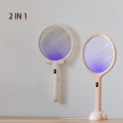 China Viable newcomer 2 in 1 long resistance purple light trapping physical control digital display electric mosquito swatter for sale