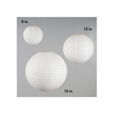 China White Europe Wedding Fabric 45 Cm Round Paper Lanterns For Party Decoration for sale