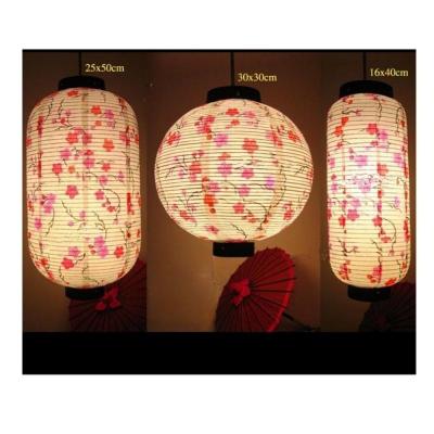 China Japan Japanese Restaurant Custom Cylinder Hanging Plum Blossom Japanese Sakura Paper Lanterns for sale