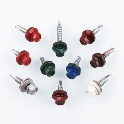 China Industry General Red Head Washer Hex Head Cross Recessed Self Drilling Screw for sale