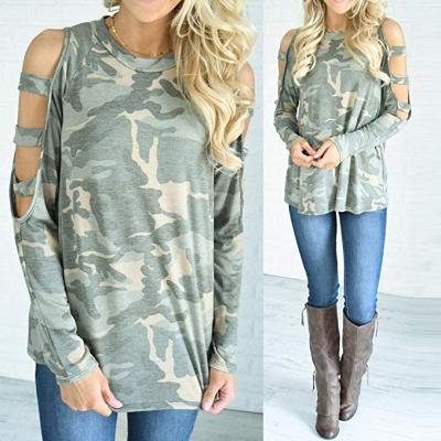 China Fashion Breathable New Design 100% Cotton Camouflage Camouflage Women Long T-Shirt for sale