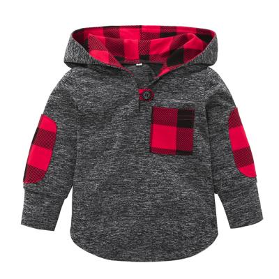 China 2018 Fashions Baby Kid Color Block Long Sleeve Plaid Hoodie Pocket Sweatshirt Pullover Tops High Quality Warm Clothes for sale