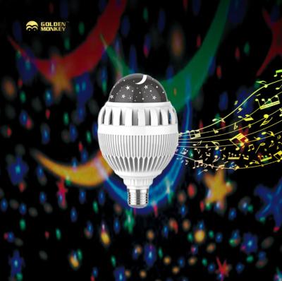 China Morden Tooth Music Bulb E27 Christmas Night Light Starry Sky Moon Projector Music Light Blue Starry Smart Lamp Led Bulb for sale