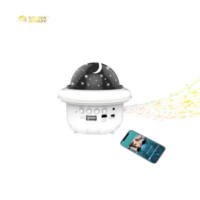 China Decorative Rotating Night Lights Morden Tooth Music Speaker USB RGB Bulb Music Projector Starry Sky Moon Bedroom Light Blue Light Starry for sale