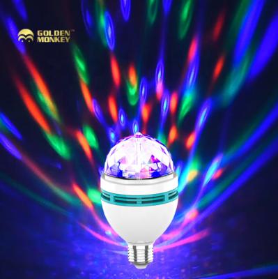 China Christmas OEM Stage Light 360 Rotation E27 RGB LED Colorful Lamp Disco Club Party Crystal Magic Ball Light 3W Light Led Bulb for sale