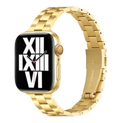 China Slim Stainless Steel Smart Watch 6 Band Gold Plated Stainless Steel Watch Band Straps For Apple Watch Series SE for sale