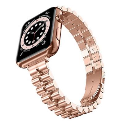 China Stainless Steel Fashion Rose Gold Strap 44mm Stainless Steel Watch Band For Apple Iwatch Series 7 SE for sale