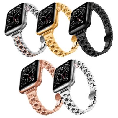 China Manufacturer Luxury Men 3 Stainless Steel Beaded Metal Watch Strap Bands 14mm Stainless Steel For Apple Watch for sale