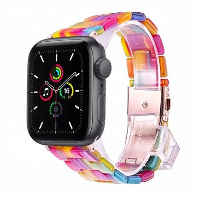 China Luxury Multi Color Stainless Steel 20mm Smart Watch Wrist Band Replacement Iwatch Band Resin For Apple Watch Serie 7 Se 6 5 4 3 2 1 for sale