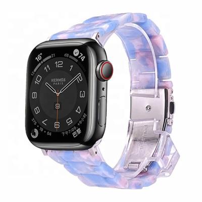 China Stainless Steel 38mm 40mm 42mm 44mm 45mm Clear Plastic Apple Strap Women Charms Resin Watch Band For Apple Watch Series 7 Band for sale