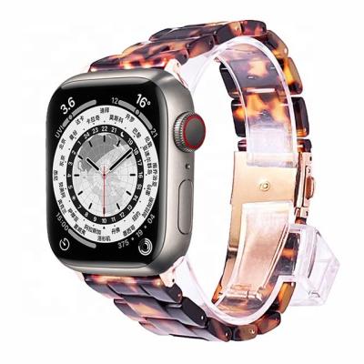 China China Factory Price Metal Stainless Steel Thin Clasp Clear Resin Watch Band 22mm 20mm For Apple Iwatch 5 Series 7 Se 6 for sale