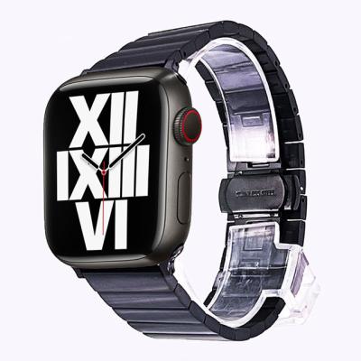 China Stainless Steel 45 44 42 41 40 38 Mm Gold Stainless Steel Metal Watch Band For Apple Watch Se 6 5 Series 7 for sale