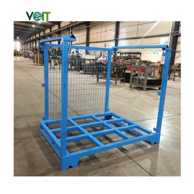 China Corrosion Protection Customized Powder Coating Stacking Foldable Stackable Steel Metal Tire Pallet Nestainer Rack for sale