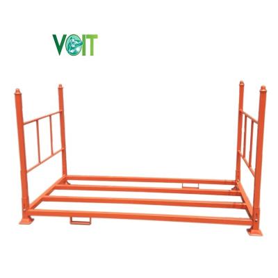 China Warehouse Durable High Quality Metal Stacking Folding Forklift Stand Tire Mobile Steel Pallet for sale