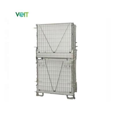 China Durable SEATS Customized Hot Dip Galvanized Stacking Folding Durable Wire Mesh Storage Cage for sale