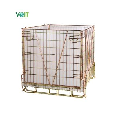 China Durable Customized Collapsible Warehouse Storage Welded Metal Pet Preform Wire Container for sale