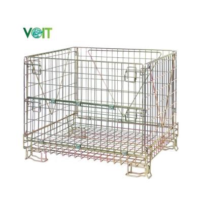 China Durable Burgundy Warehouse Transport Metal Portable Collapsible Wire Cage For Wine Storage for sale