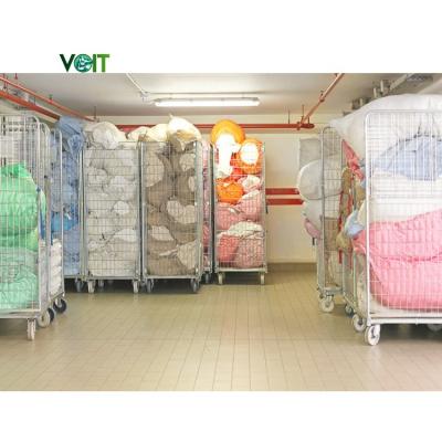 China Stackable Foldable Adjustable Shelf 500kg Capacity Galvanized Foldable Stackable Cargo Storage Hotel Laundry Cart for sale