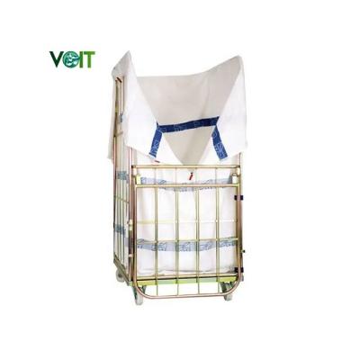 China Foldable Warehouse Laundry Logistics Adjustable Shelf 4 Side Open Door Half Gate Folding Mesh Rolling Cage Trolley Cart for sale