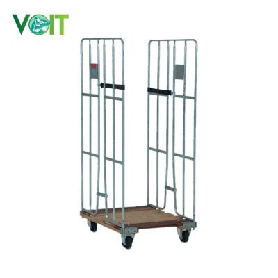 China Detachable Adjustable Shelf Transport Folding 2 Side Metal Steel Rollcontainer for sale