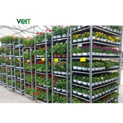 China Corrosion Protection Hot Dip Galvanized Horticultural Garden Greenhouse Plant Danish Nursery Rack for sale