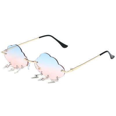 China Rimless Clouds Lightning Shaped Sunglasses Party Unique Custom Rimless Sunglasses Women for sale