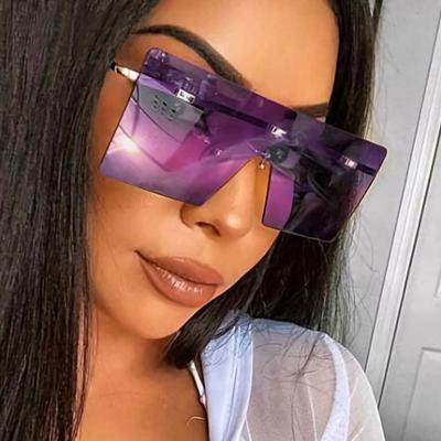 China Oversized Sun Glasses Vintage Gradient Shades Square Frameless Flat Top Sunglasses Rimless Sun Glasses For Women for sale