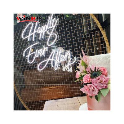 China Holiday Decoration China Factory Seller Signature Neon Sign Light Sign Diy Custom Led Neon Sign Happily Forever for sale