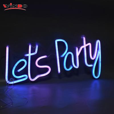 China event & Party Winbo Event Party Supplies Wedding Birthday Let's Party Decorative Led Light Custom Neon Sign for sale