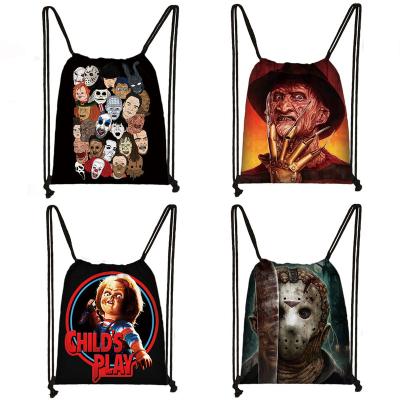 China The Other Freddy Jason Chucky Backpack Women Men Storage Horror Character Free Shipping Bag For Kids Travel Canvas Drawstring Bag Bookbag for sale