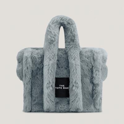 China Fashion Luxury Faux Fur Tote Bag Designer Soft Plush Women Handbags Pluffy Shoulder Cross - Body Bags Warm Winter Shopper Purses Large for sale