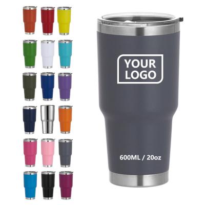 China Disposable Custom Logo Printing Leak Proof 30 Ounce Powder Coated Double Walled Stainless Tumbler Water Travel Cup With Screw Lid for sale