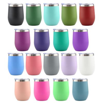 China 12oz Disposable Custom Logo Powder Coated Egg Cup Stainless Steel Shape Insulated Wine Tumbler With Straws for sale