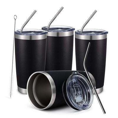 China 20oz Disposable Wholesale Empty Eco-Friendly Vacuum Tumbler Stainless Steel Travel Insulated Thermal Cups With Straws for sale