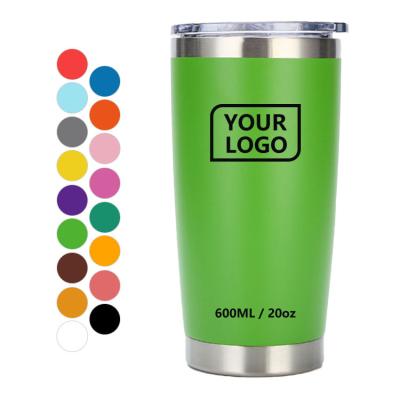 China Custom 20oz Disposable Customize Double Walled Insulated Stainless Steel Vacuum Travel Thermal Coffee Mugs With Logo for sale