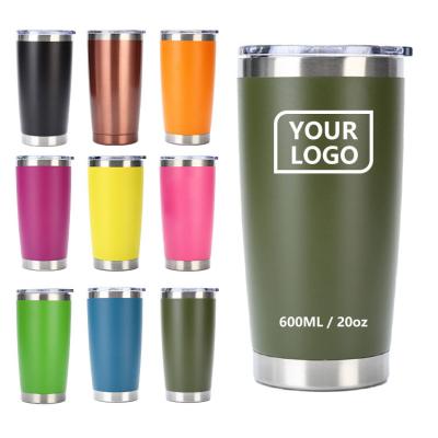 China Leak Proof Disposable Powder Coated 20 Ounce Vacuum Stainless Steel Coffee Mug Camping Cup With Drip Lid for sale