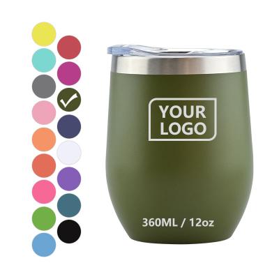 China Wholesale Custom Disposable 12oz Powder Coffee Mug Metal Insulated Wine Coated Engravable Tumbler With Lid And Straw for sale