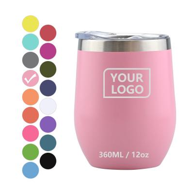 China Disposable Powder Coated 12 oz Stainless Steel Stemless Double Wall Bottle Engravable Wine Tumbler for sale