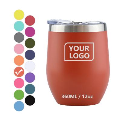 China Disposable Classic 12oz Leak Proof Stainless Steel Powder Coated Double Wall Vacuum Insulated Thermal Wine Tumbler Mugs for sale