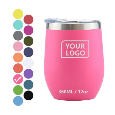 China Disposable classic powder coated double wall stainless steel wine tumbler 12oz stainless steelpe personalized for sale