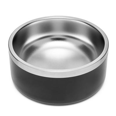 China New Design Stocked Powder Coated Double Wall Black Skidproof Vacuum Insulated 32oz Dog Bowl With Logo for sale