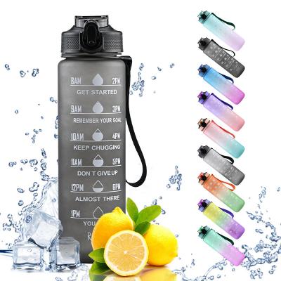 China BPA Free 32oz Leak Proof Water Bottle Stocked Motivational Jug Large With Handle Noise Open Large Sports Bottle Jug for sale