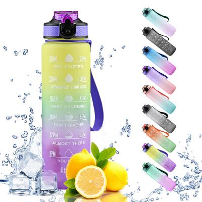 China Half Gallon 32oz Tritan BPA Water Leak-Proof Jug Free Gym Motivational Water Bottle Large With Time Marker for sale