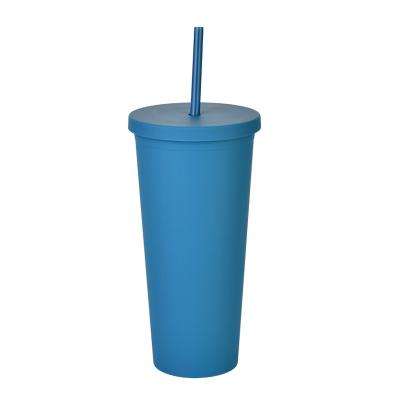 China Reusable acrylic plastic cups tumblers 24oz disposable wholesale custom logo double wall with lids and straws for sale