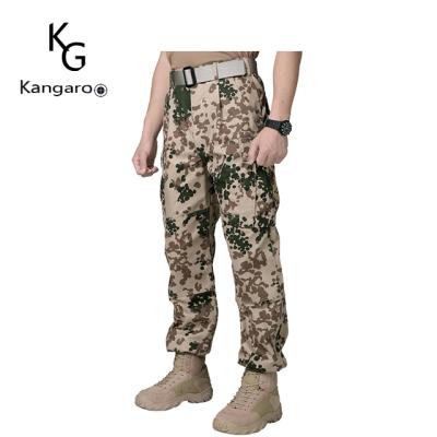 China Reinforced knee& Seat Durable 65% Polyester 35% Cotton Woodland Camouflage Military Combat Pants With Button Fly for sale