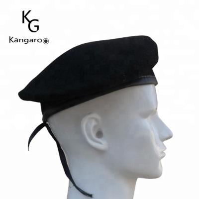 China Character Ceremonial 100% Wool With Leather Edges Stitching Pitcher Army Uniform Military Beret for sale