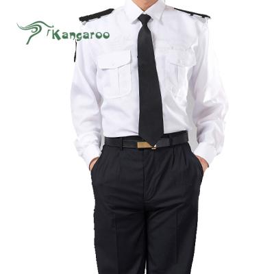 China Factory Price High Quality White Front 2 Chest Pocket And Arm Pocket Security Guard Uniforms For Sale for sale