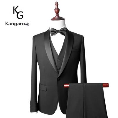 China Single Breasted Anti-Wrinkle Shawl Lapel Satin Collar One Button Slim Cut Quality Wedding Suits for sale